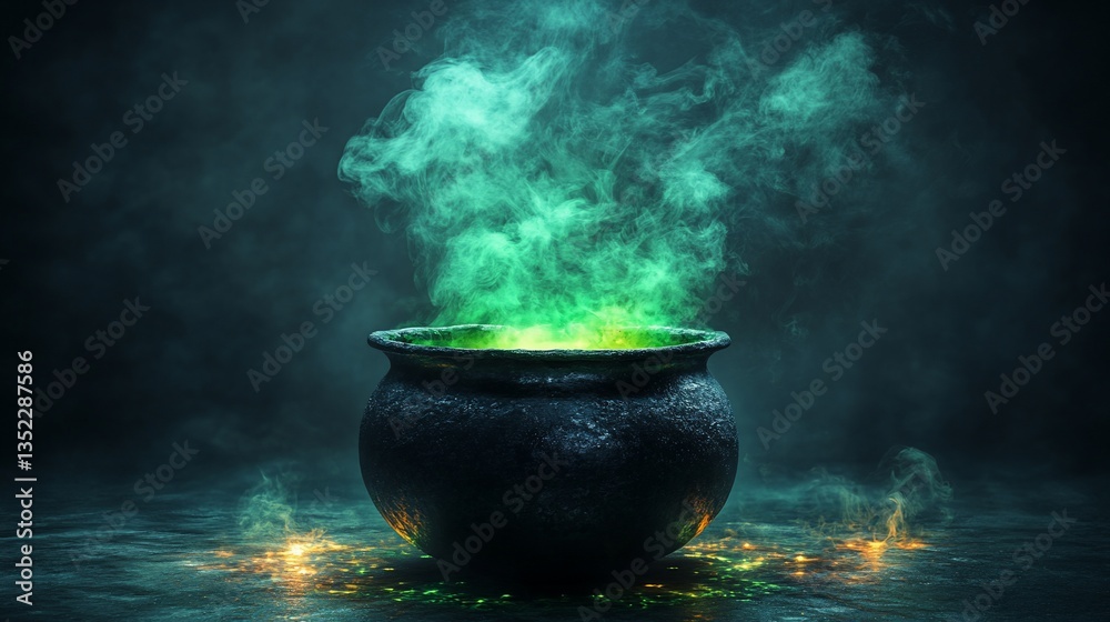 Enchanted Cauldron with Ethereal Green Smoke Enchanted Cauldron with Ethereal Green Smoke