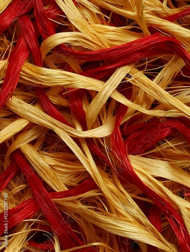 Abstract image of interwoven red and beige fibers, creating a textured, colorful background. Ideal for design projects, websites, and print media.
