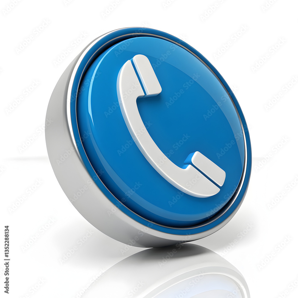 Metallic glossy call icon on white background Metallic glossy call icon on white background