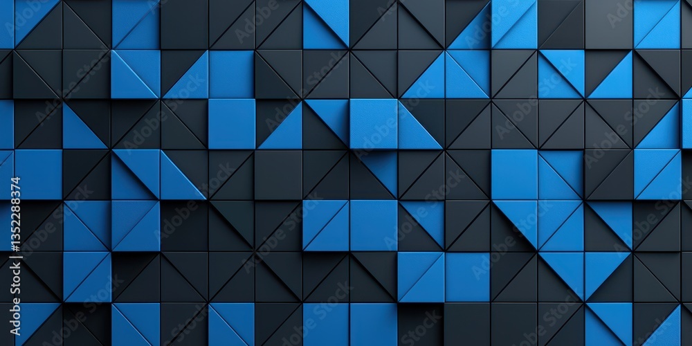 Fototapeta premium Dynamic blue and black geometric artwork modern design studio digital creation abstract environment creative viewpoint