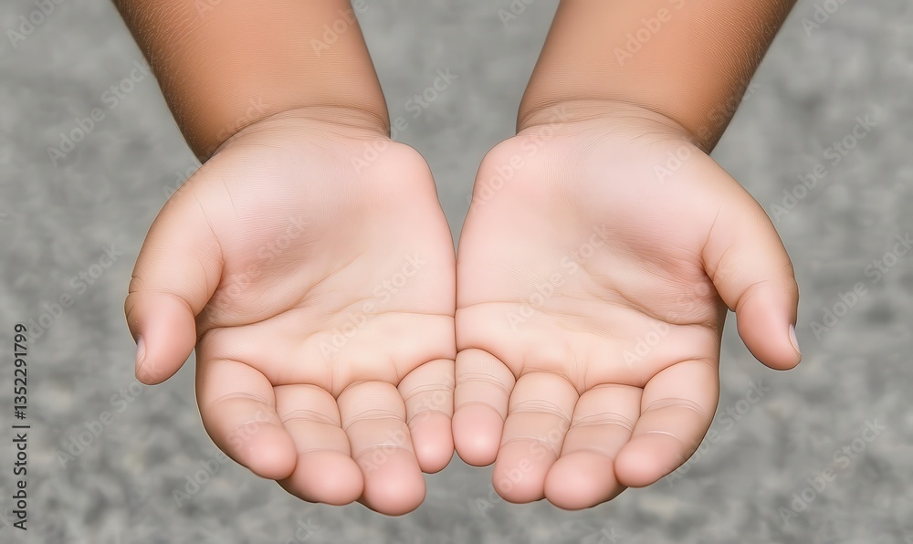 Open hands of a child showing innocence and vulnerability with a soft background suitable for themes of giving, sharing, childhood, and care Open hands of a child showing innocence and vulnerability with a soft background suitable for themes of giving, sharing, childhood, and care