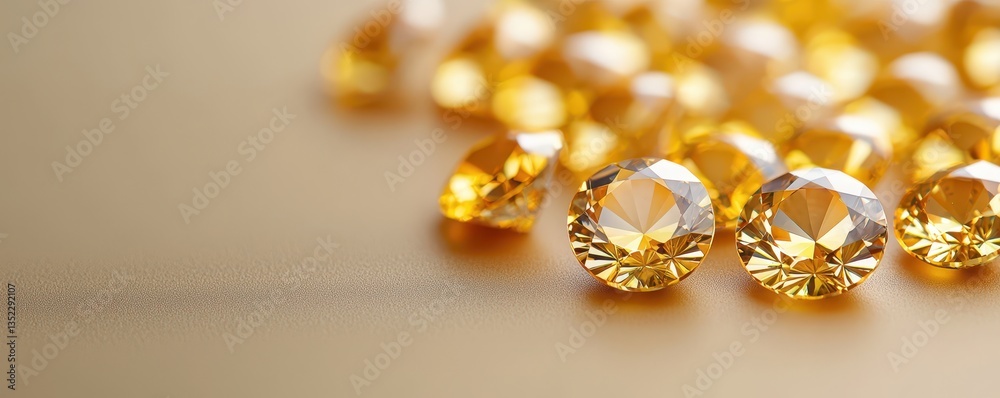 Showcase of gleaming yellow diamonds luxurious setting photography elegant environment close-up perspective Showcase of gleaming yellow diamonds luxurious setting photography elegant environment close-up perspective
