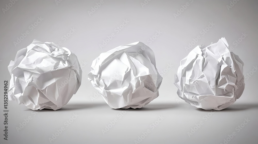 Crumpled White Paper Balls Isolated on a Smooth Background Crumpled White Paper Balls Isolated on a Smooth Background