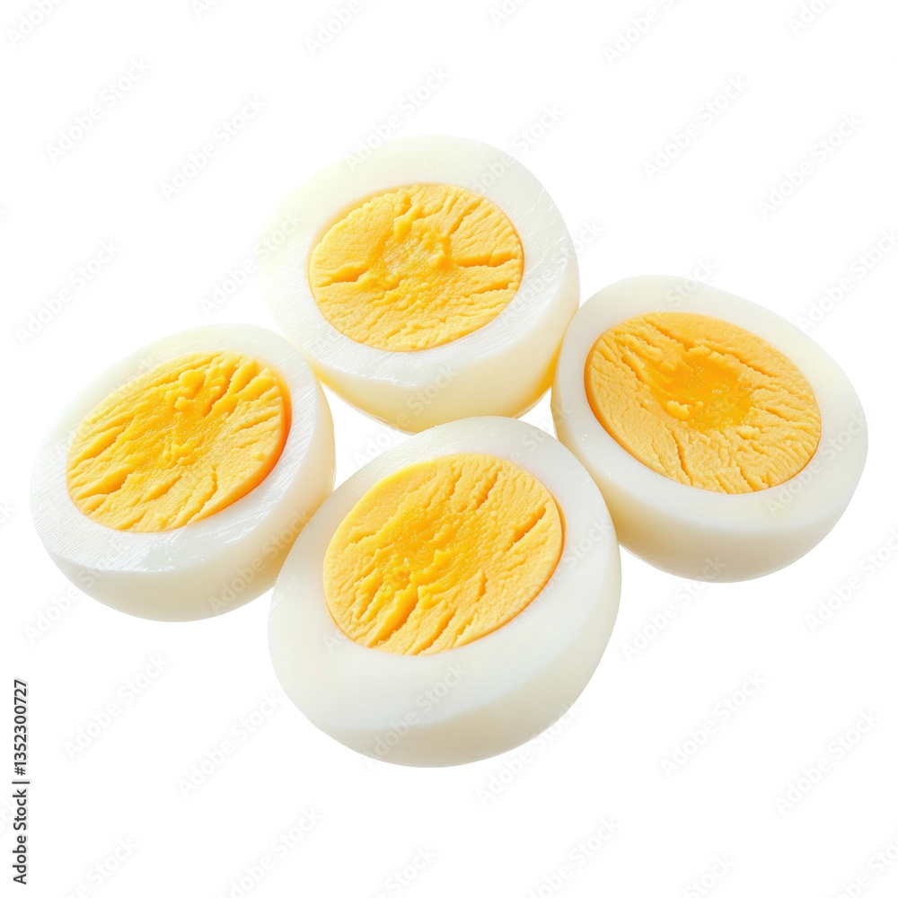 slices of boiled eggs on white plate slices of boiled eggs on white plate