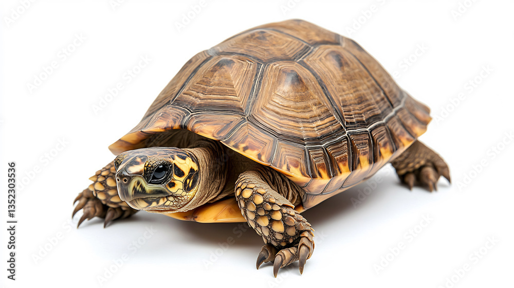 Tortoise walking, white background, reptile, wildlife, nature Tortoise walking, white background, reptile, wildlife, nature