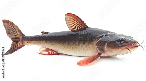 Asian redtail catfish on White background