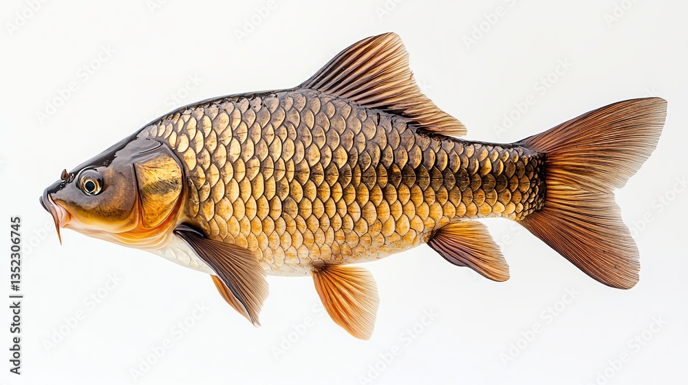 Common carp on White background Common carp on White background