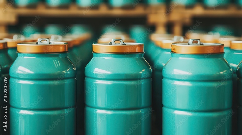 Macro shot of the nitrogen gas injection system used to displace oxygen in cans before sealing Macro shot of the nitrogen gas injection system used to displace oxygen in cans before sealing