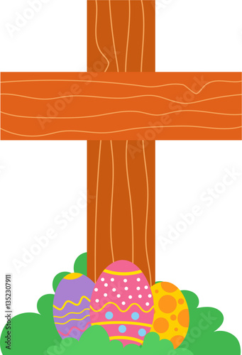 Cross egg Easter day vector. Vector Illustration Clipart object design element for celebrate Easter day