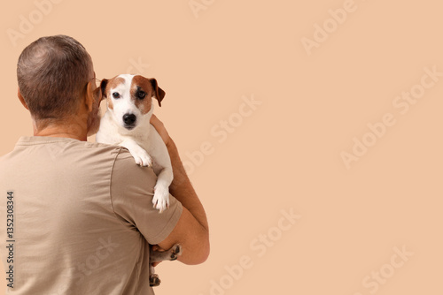 Middle-aged man and cute do...