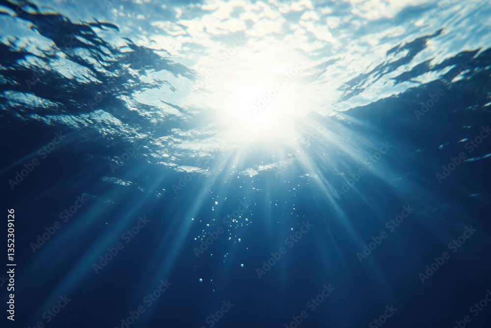 Fototapeta premium Sunlight shining through ocean water creates a beautiful underwater scene
