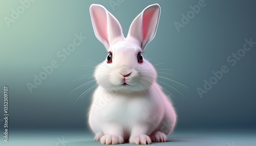 white rabbit on a green background