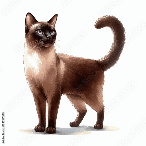 Siamese cat isolated watercolor vector illustration svg