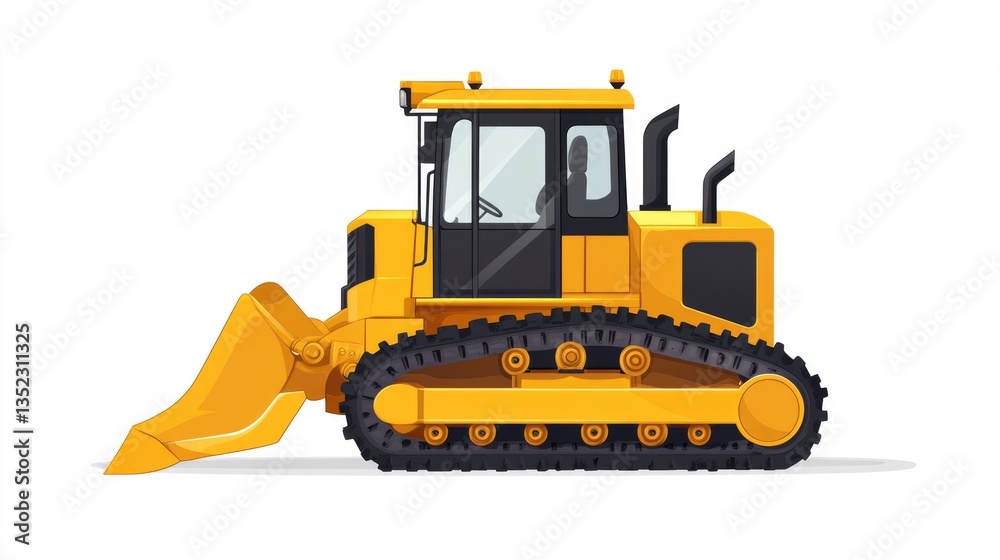 Obraz premium Yellow Bulldozer With Tracks and Blade