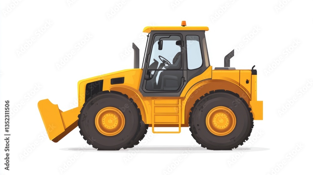 Yellow Construction Tractor with Front Loader Yellow Construction Tractor with Front Loader