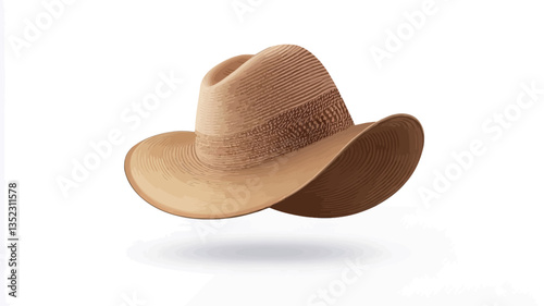 A digital illustration of a beige fedora hat with a wide brim. The hat is shown in a three-quarter view against a white background, slightly angled to the left. The hat appears to be made of a