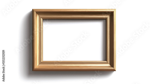 A digital image depicting a square picture frame with a gold or golden metallic finish. The frame has a relatively thick border with subtle inner and outer bevels creating a three-dimensional