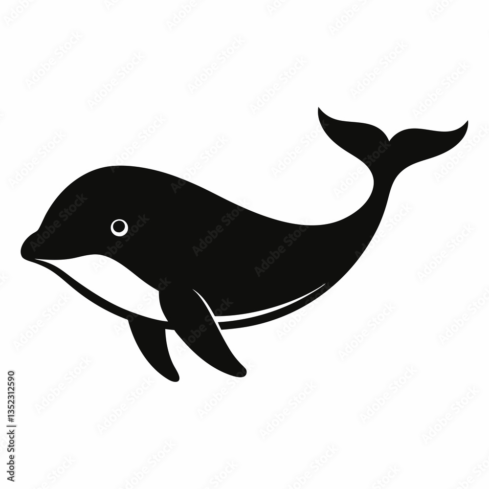 Fototapeta premium Clean Whale Vector Silhouette