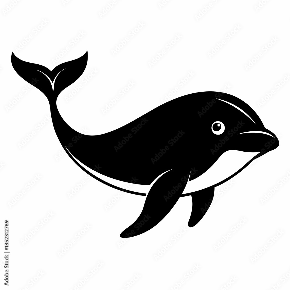 Obraz premium Clean Whale Vector Silhouette