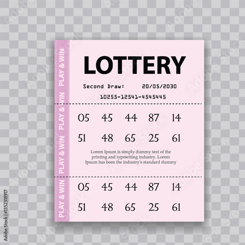 Lottery ticket demo template, winner jackpot concept vector illustration design background
