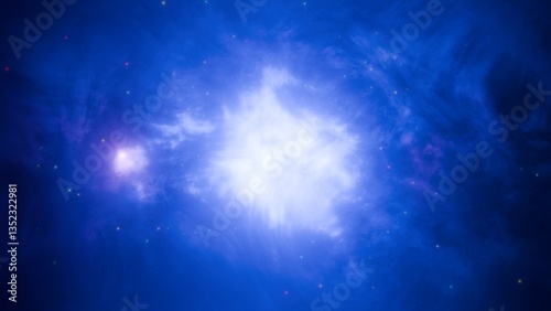 3d abstract bright blue nebula background, space backdrop, galaxy and star