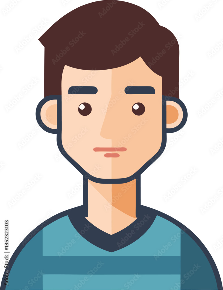 Flat Design Avatar of Serious Young Man, Vector illustration of a young man with a serious expression, commonly used for profile pictures or digital avatars in apps.
Flat Design Avatar of Serious Young Man, Vector illustration of a young man with a serious expression, commonly used for profile pictures or digital avatars in apps.