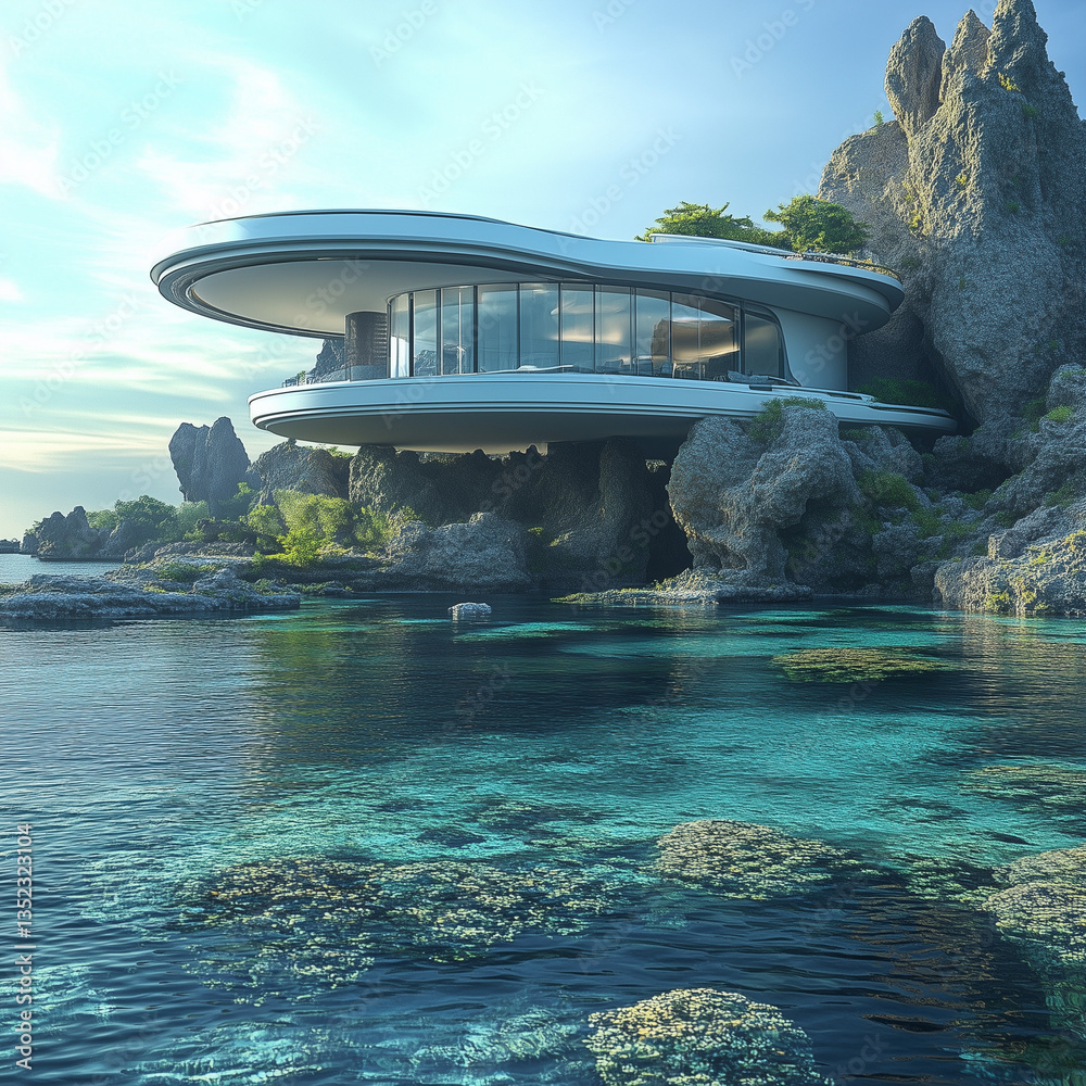 Modern Villa Built into Rocky Cliffs Over Water