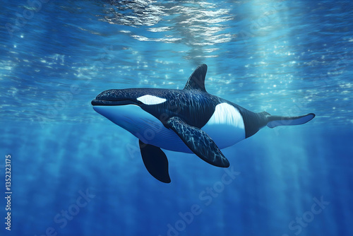 Killer whale swimming underwater
