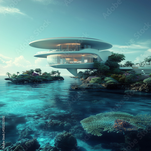Futuristic Floating House on the Sea

