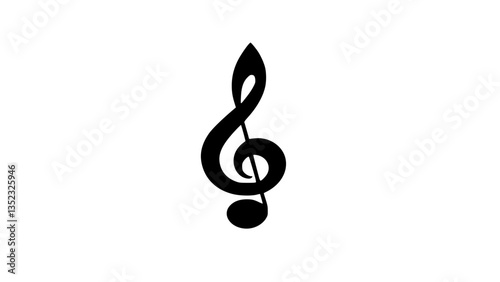 A black and white musical note with a stem
