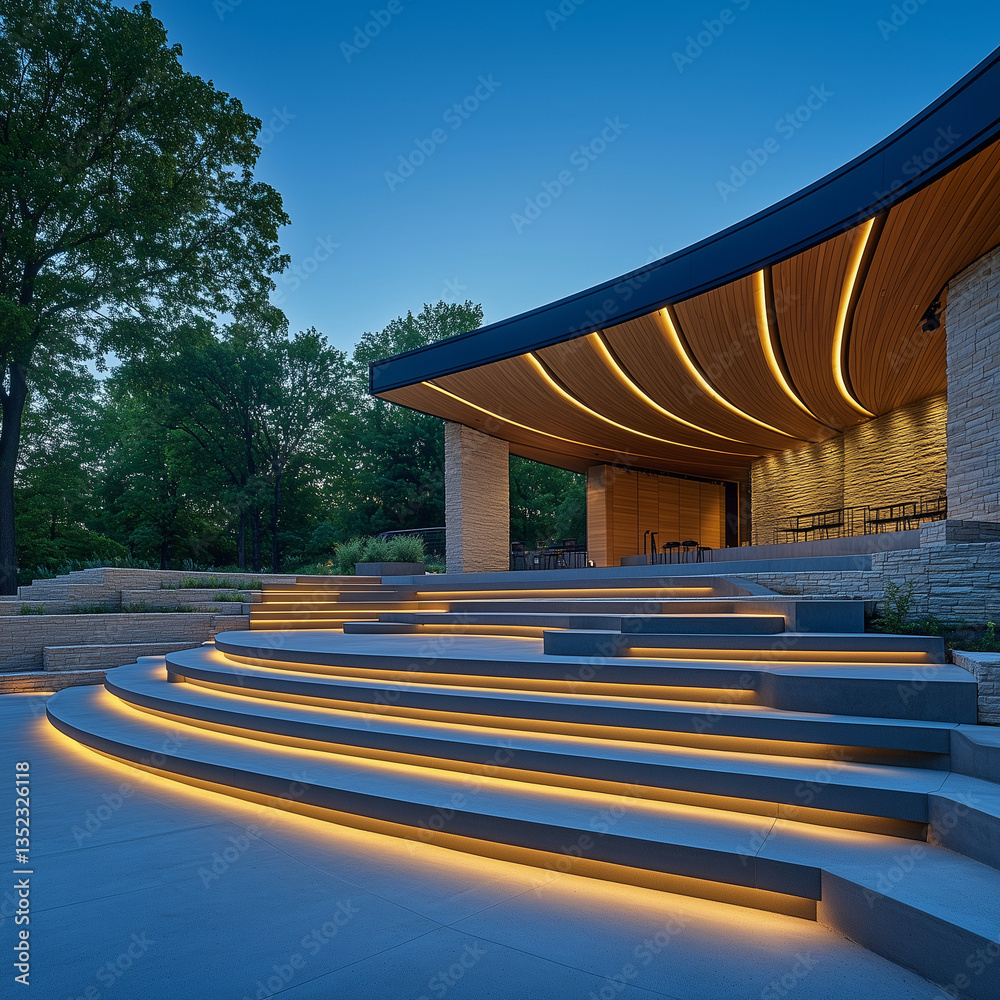Modern Amphitheater with Wooden and Stone Architecture
