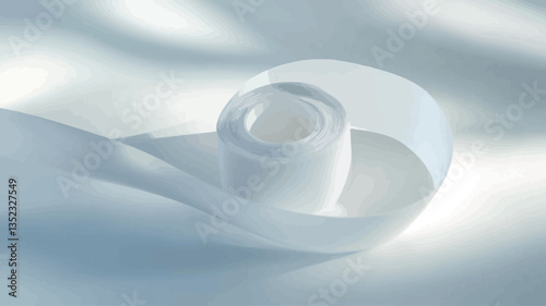 Close-up shot of a white, translucent material arranged in a spiral or swirl pattern. The material appears smooth and soft, with subtle variations in light and shadow creating a three-dimensional