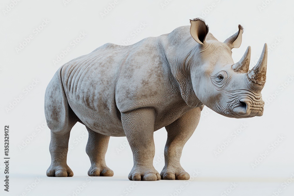 Fototapeta premium White rhino, standing, wildlife, studio shot, conservation