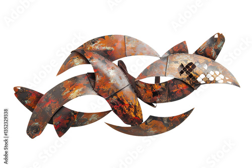 Rustic Recycled Metal Wall Art: Perfect for Adding Charm and Warmth to Your Space Isolated on Transparent Background