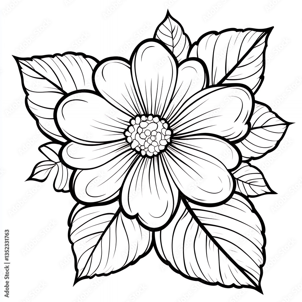 Detailed Line Art Flower Drawing Black and White Symmetrical Floral Illustration Detailed Line Art Flower Drawing Black and White Symmetrical Floral Illustration