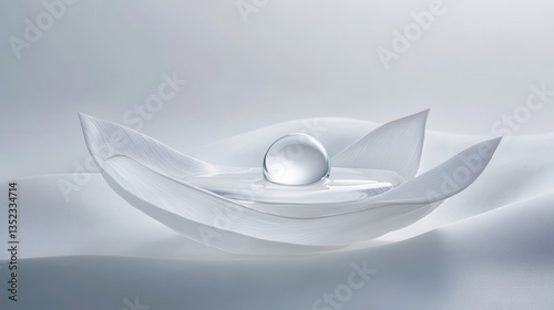 Wallpaper Mural A perfectly round water droplet delicately balanced on a lotus petal, serene and tranquil mood, single-tone background Torontodigital.ca