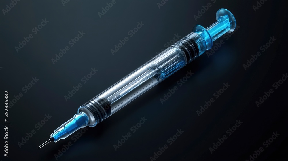Medical Syringe on Dark Background Representing Vaccination and Healthcare Themes Medical Syringe on Dark Background Representing Vaccination and Healthcare Themes