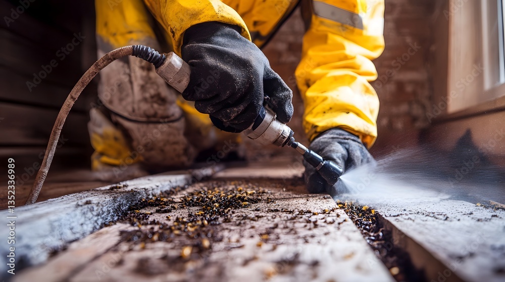 custom made wallpaper toronto digitalProfessional pest control worker spraying chemicals on termite-infested wood