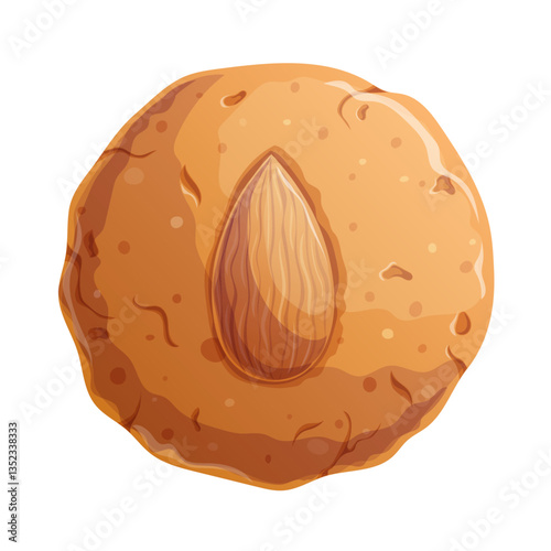 Delicious almond cookies in close-up. The concept of confectionery, cakes, pastries, cooking, confectionery. Isolated vector illustration for the design of menus, posters, banners, covers