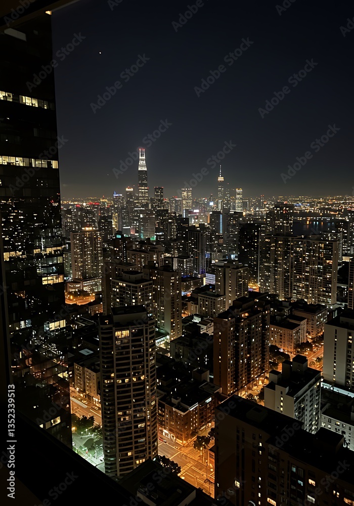 Fototapeta premium urban view at night from highest