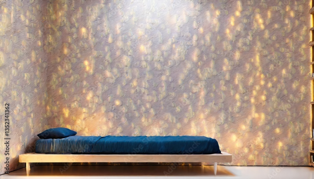 A sleek Scandinavian-style bedroom with two platform beds, a cozy reading corner, and warm lighting. A sleek Scandinavian-style bedroom with two platform beds, a cozy reading corner, and warm lighting.