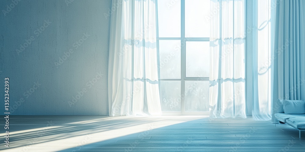 Obraz premium a nice blue sofa and a large window 