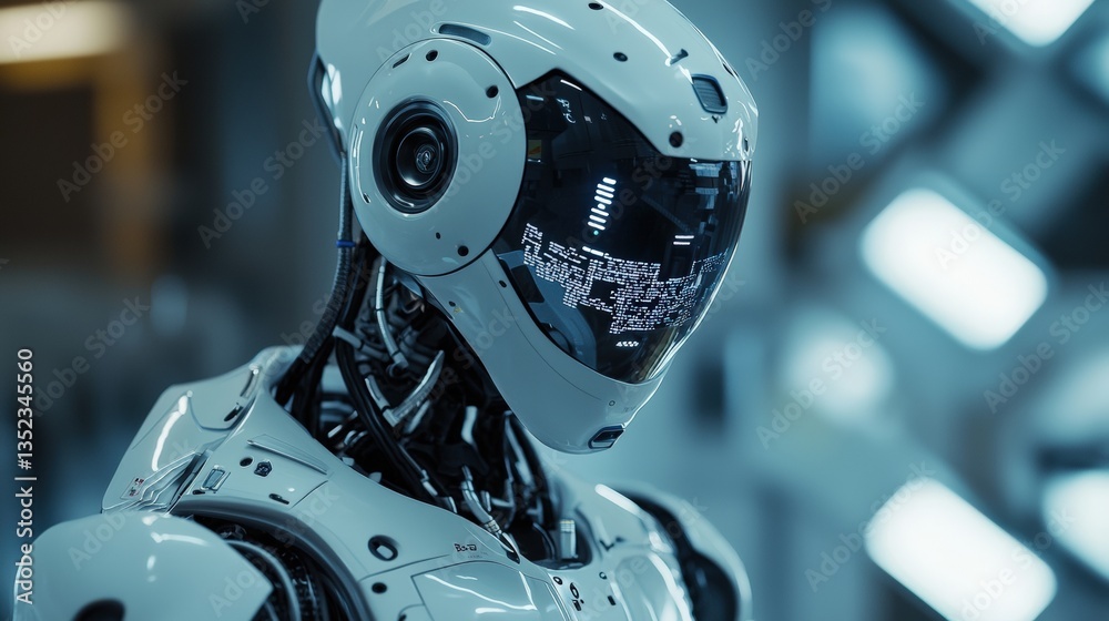 Fototapeta premium a robot with a futuristic design and a helmet on 