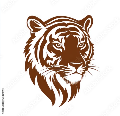 Logo  vector logo of an Asian tiger in brown on a white background