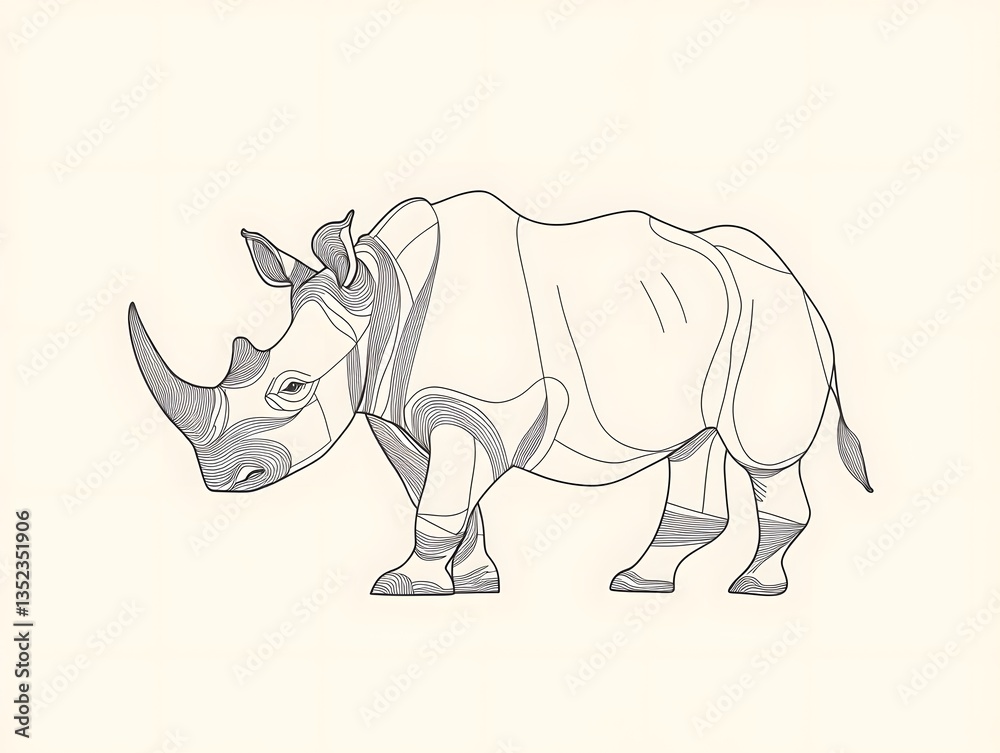 Fototapeta premium Minimalist line art of a rhino