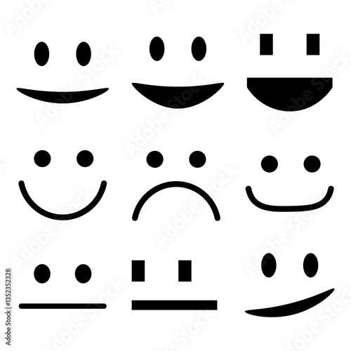 Little faces in black vector