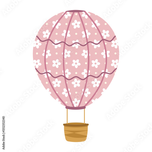 pink balloon with white flowers