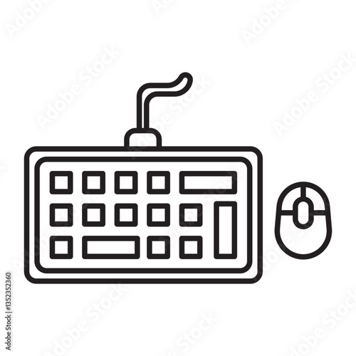 Keyboard and Mouse Vector Line Icon Design