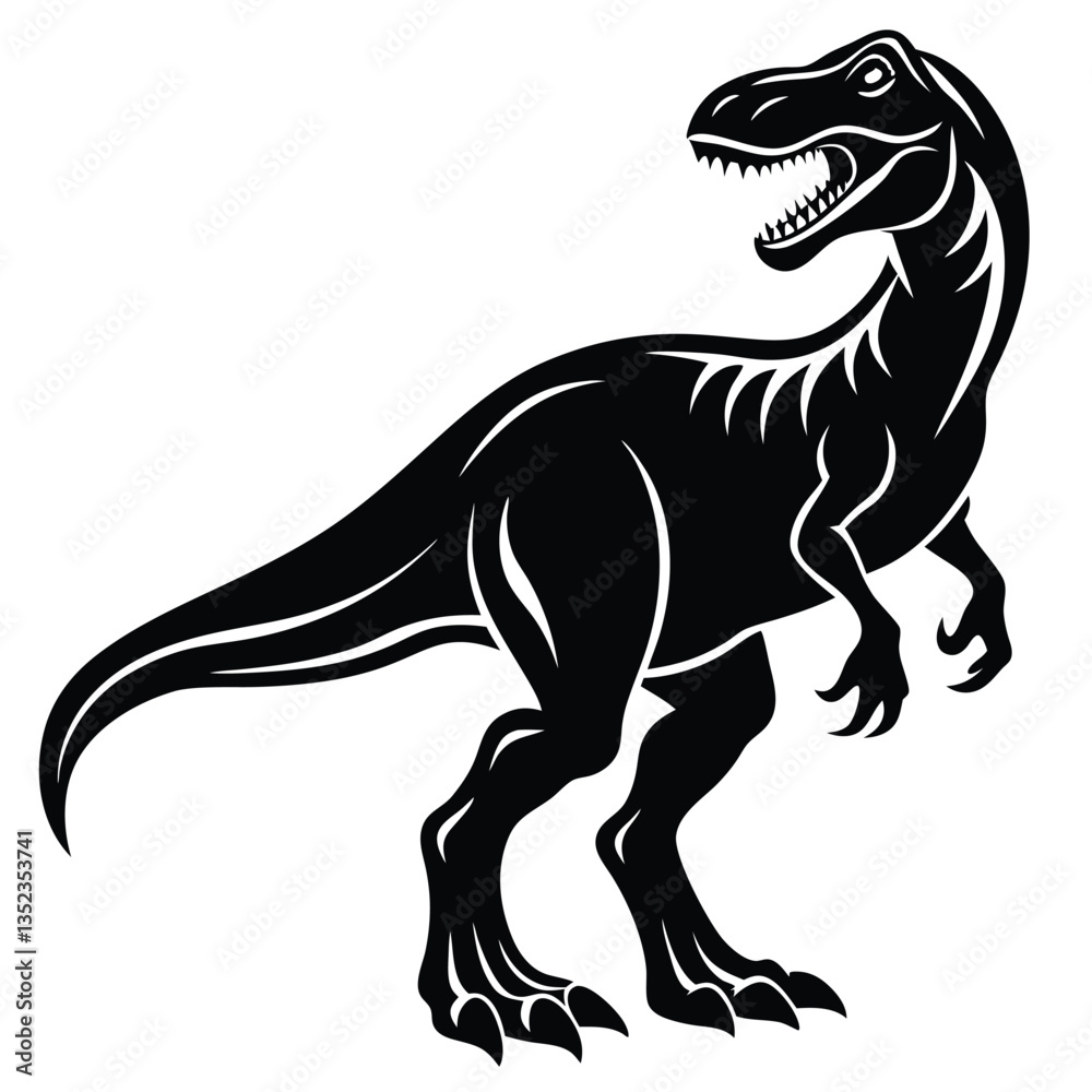 Fototapeta premium Tyrannosaurus dinosaur vector illustration Dinosaur Adventure vector illustration of a dinosaur Collection of dinosaur silhouettes Dinosaur skeleton from the Cretaceous period