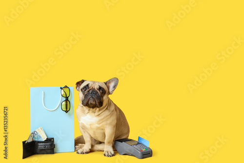 Cute French bulldog sitting...